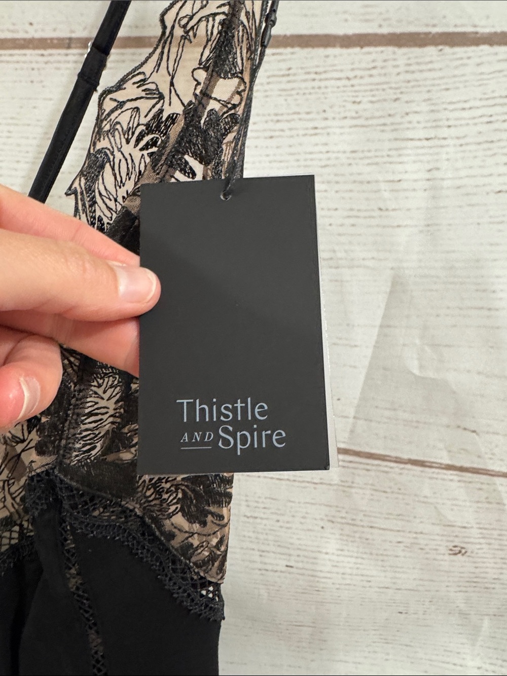NEW Thistle and Spire Black Briar Slip Dress with Lace Bodice Medium - Picture 4 of 8